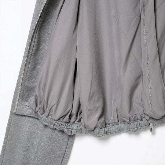 Damen Cropped Kapuzen-Sweatjacke mit Ballonärmeln und Tunnelzug Nord Taschen