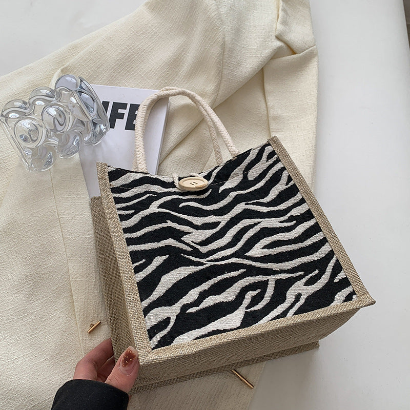 Damen Jute-Bag im klassischen Hahnentrittmuster Nord Taschen