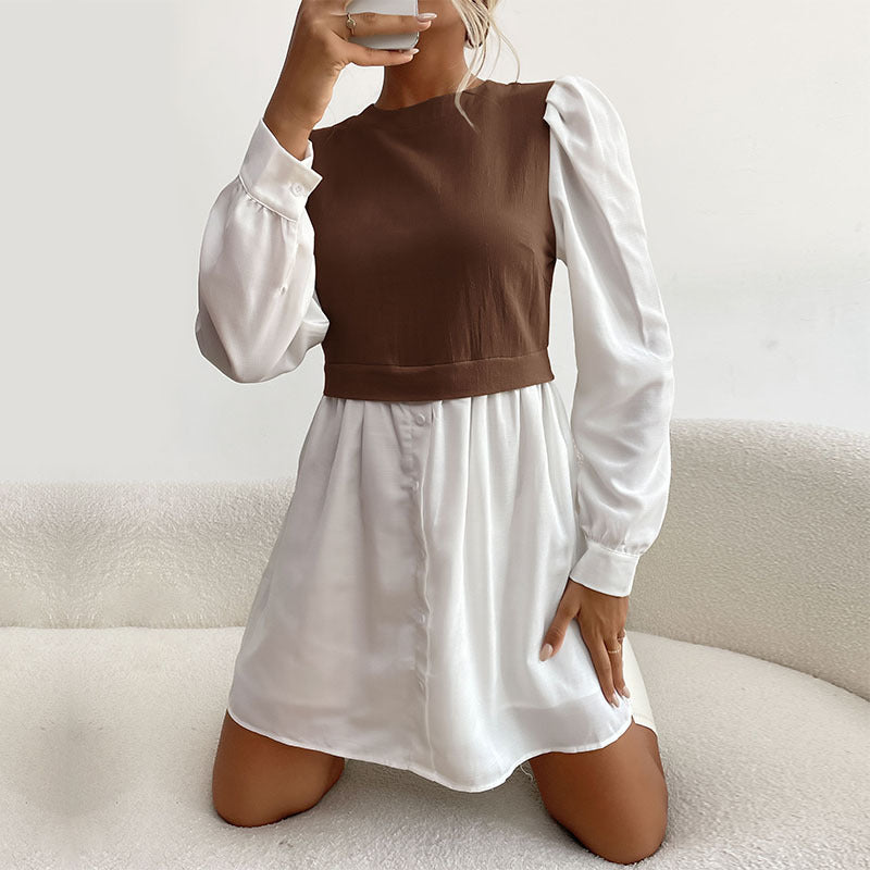 Damen Hemdblusenkleid mit Puffärmeln Nord Taschen