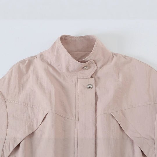 Damen Taillierte Windjacke mit Tunnelzug, Stehkragen und Ballonärmeln Nord Taschen