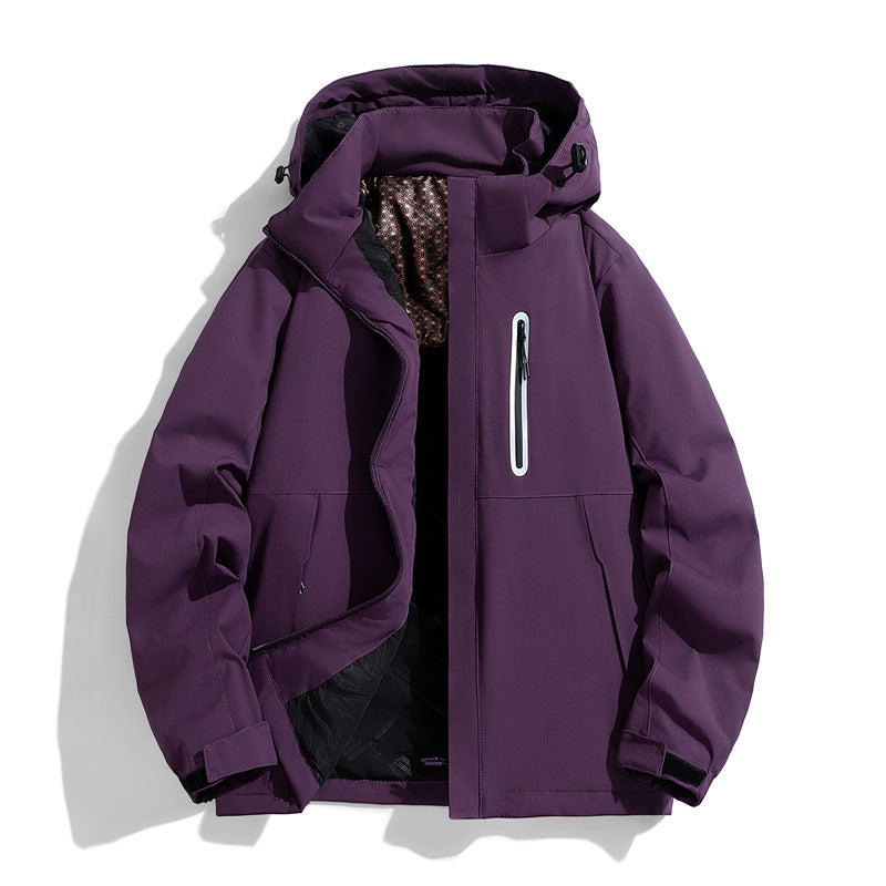 Herren wasserabweisende gesteppte Winterjacke mit Kapuze, thermischer Isolierung und reflektierender Brusttasche Nord Taschen