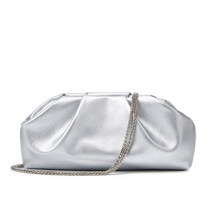 Damen Clutch-Tasche mit eleganter Faltoptik und feiner Kettenverzierung Nord Taschen