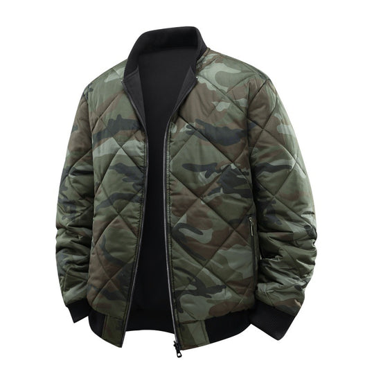 Herren Gestepptes Camouflage-Bomberjacke mit Rippbündchen und Zweiwege-Reißverschluss Nord Taschen