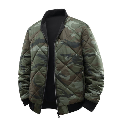 Herren Gestepptes Camouflage-Bomberjacke mit Rippbündchen und Zweiwege-Reißverschluss Nord Taschen