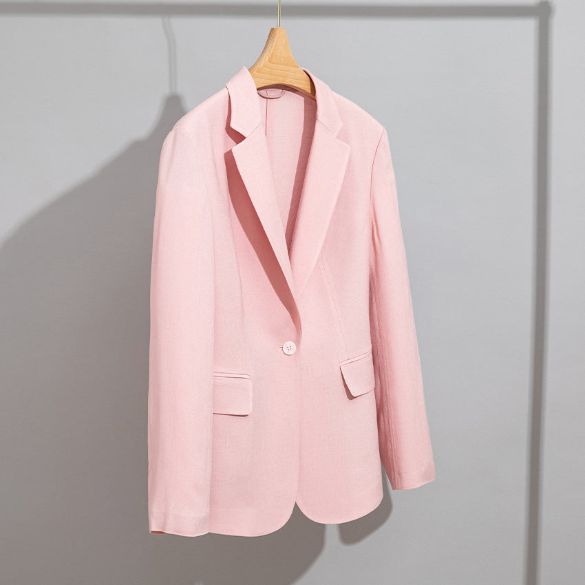 Damen Leichter strukturierter Ein-Knopf-Blazer mit figurformenden Abnähern und Pattentaschen Nord Taschen