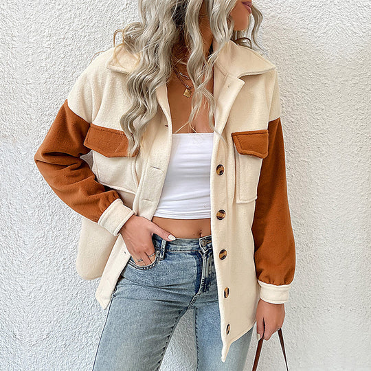 Damen Modische Fleecejacke mit Taschen und Knopfdetails Nord Taschen