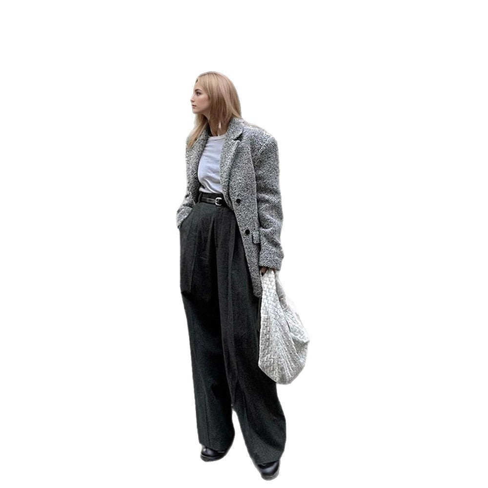 Damen Oversize Wollmix-Blazer im Bouclé-Look mit kastiger Silhouette Nord Taschen