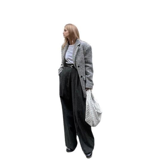 Damen Oversize Wollmix-Blazer im Bouclé-Look mit kastiger Silhouette Nord Taschen