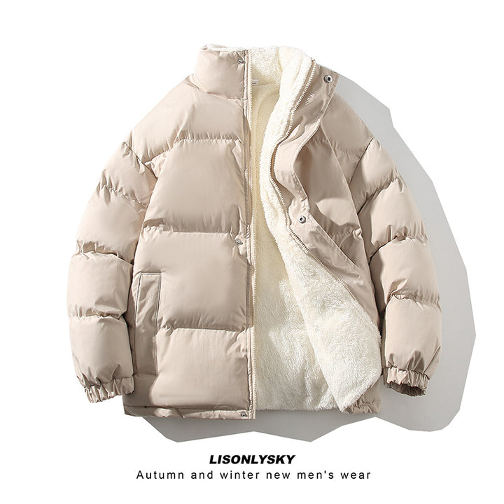 Herren gefütterte Winter-Steppjacke mit Teddyfutter, hohem Stehkragen und verdeckter Druckknopfleiste Nord Taschen