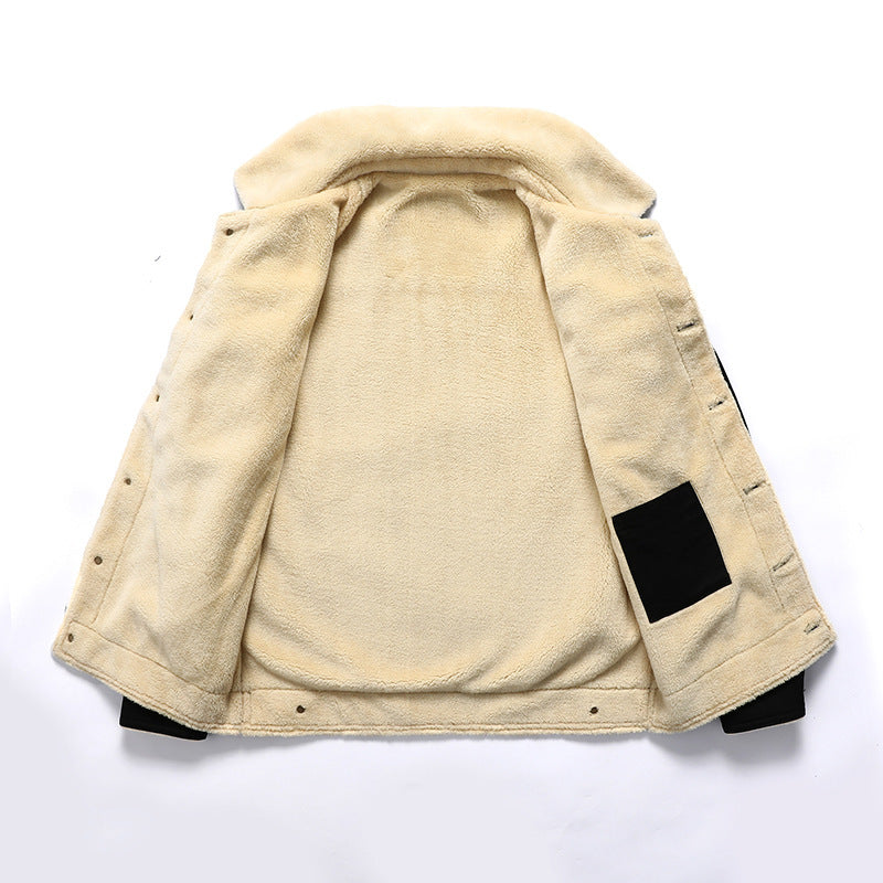 Herren Sherpa-gefüttertes Canvas-Truckerblouson mit Kunstfellkragen und Utility-Taschen Nord Taschen