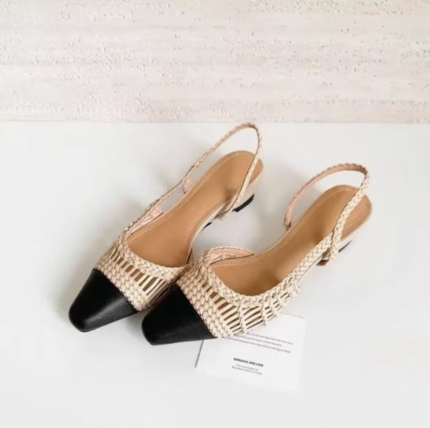 Damen Slingback-Pumps mit modischem Flecht-Design und elegantem Spitzenzeh
