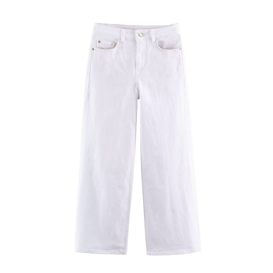 Damen Hochtaillierte Cropped Jeans mit weitem Bein und Fünf‑Taschen‑Schnitt Nord Taschen