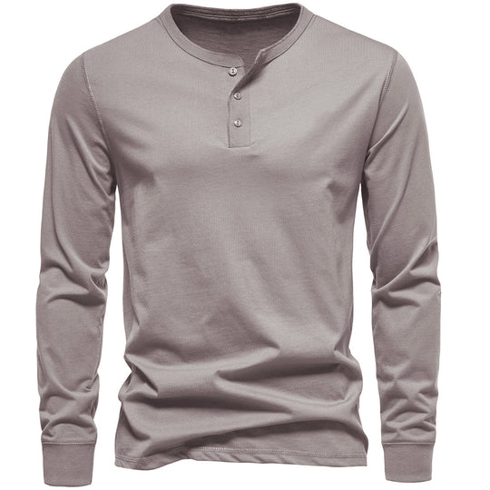 Herren Langärmliges Henley‑Shirt aus Baumwollmix mit dreifacher Knopfleiste und schmaler Silhouette Nord Taschen