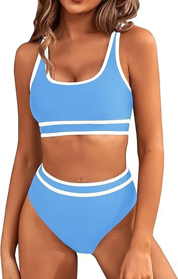 Damen Sportlicher Hochgeschnittener Bikini Nord Taschen