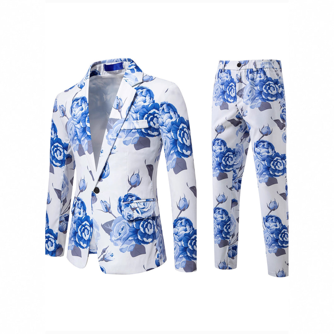 Damen Zweiteiliges Anzugset mit floraler Allover‑Print-Optik, tailliertem Sakko und schmaler Hose Nord Taschen
