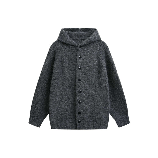 Damen Wollmix‑Cape‑Cardigan mit Kapuze, Knopfleiste und Raglanärmeln Nord Taschen