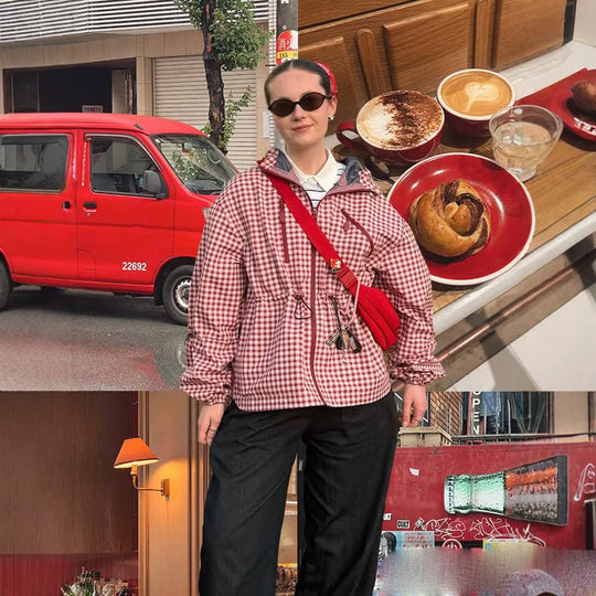 Damen Karo-Windbreaker mit Taillenzug, Kapuze und Reißverschluss Nord Taschen