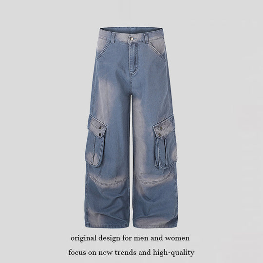Damen Weite Cargo-Denim-Culotte mit Utility-Taschen Nord Taschen