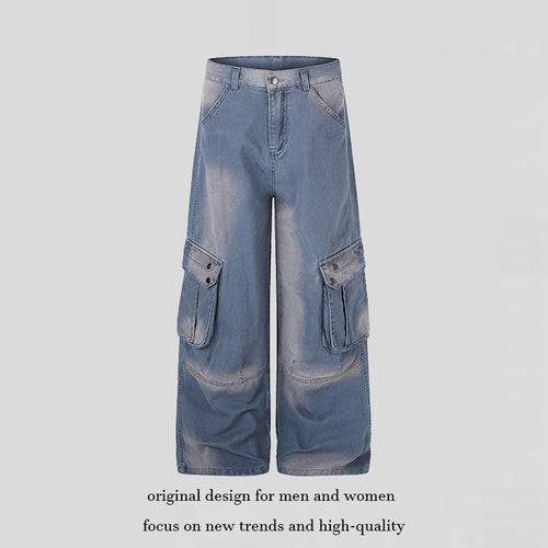 Damen Weite Cargo-Denim-Culotte mit Utility-Taschen Nord Taschen