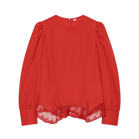 Damen Bluse mit Volumenärmeln und Spitzenbesatz Nord Taschen