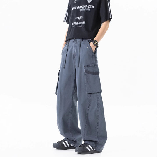 Herren Weite Cargo-Bundfaltenhose mit Tunnelzug und großen Klappentaschen Nord Taschen