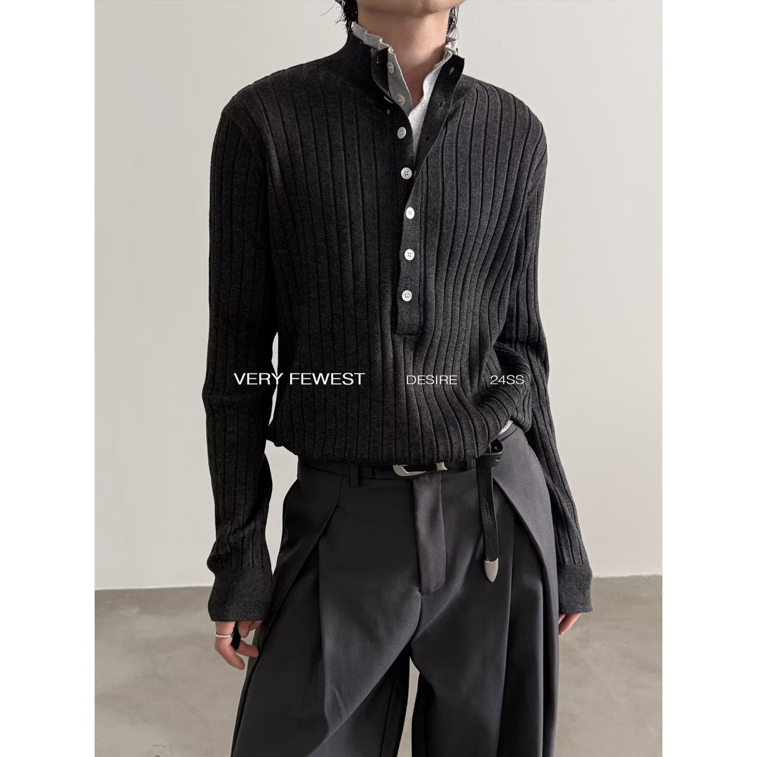 Herren Elegantes Strickoberteil mit verdeckter Knopfleiste Nord Taschen