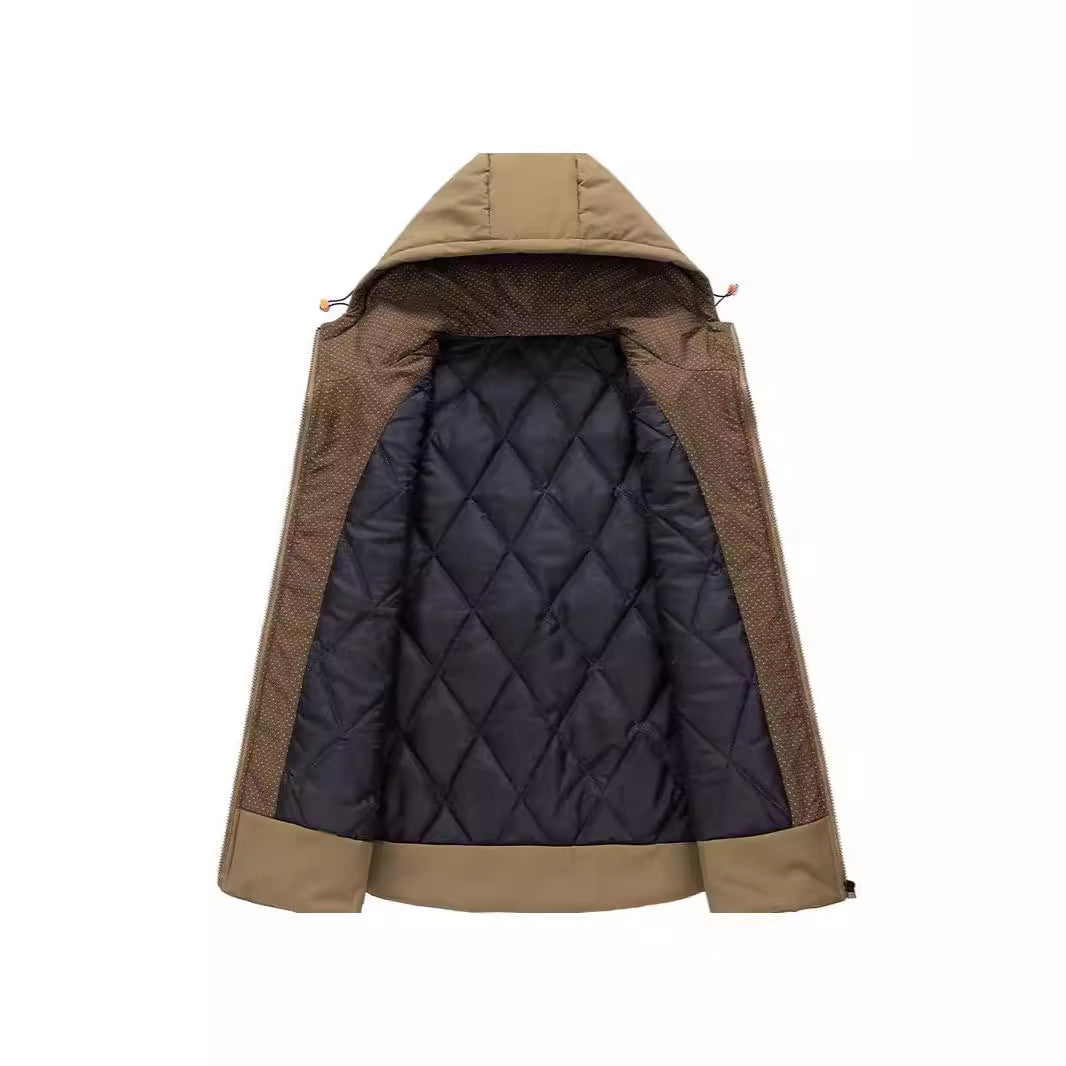Herren Gefütterte Kapuzen-Utility‑Weste mit Multifunktions‑Taschen und winddichter Außenlage Nord Taschen