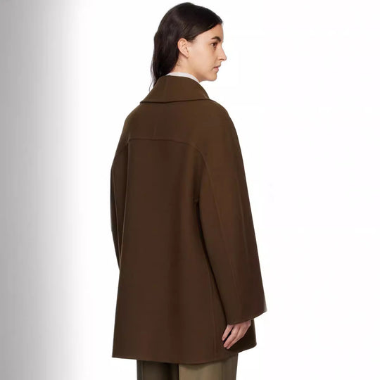 Damen Kurz geschnittener Oversize Doppelreihiger Wollmix‑Mantel mit Rundschalkragen Nord Taschen