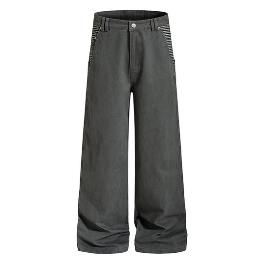Damen Weite High‑Waist Culotte-Jeans im Palazzoschnitt mit kontrastierten Eingrifftaschen Nord Taschen
