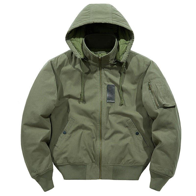 Herren multifunktionale Feldjacke im Bomberstil mit Kapuze und Ärmel-Tasche Nord Taschen