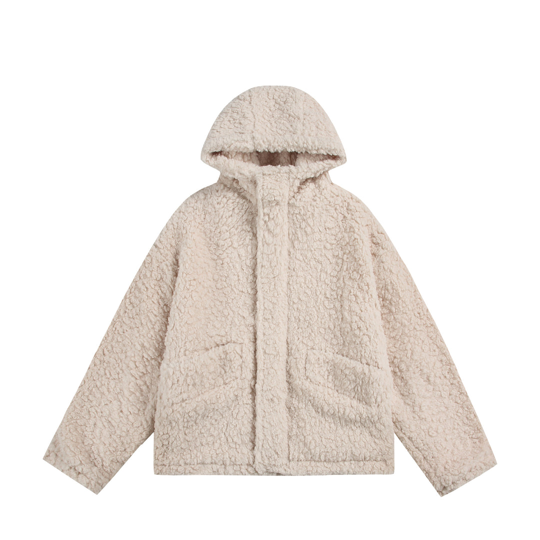 Damen Oversize Sherpa‑Kapuzenjacke mit verdeckter Frontblende und aufgesetzten Taschen Nord Taschen