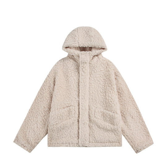 Damen Oversize Sherpa‑Kapuzenjacke mit verdeckter Frontblende und aufgesetzten Taschen Nord Taschen