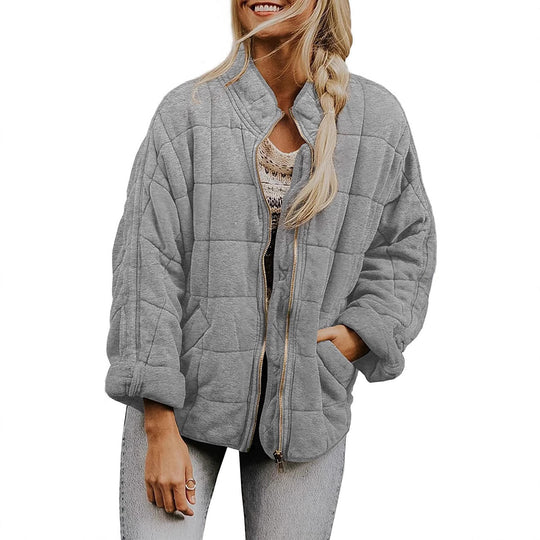 Damen Oversize Steppjacke mit Reißverschluss und Eingrifftaschen Nord Taschen