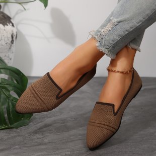 Damen  elegante flache Slipper-Loafer mit spitzer Zehenpartie Strickoptik und gepolsterter Innensohle Nord Taschen
