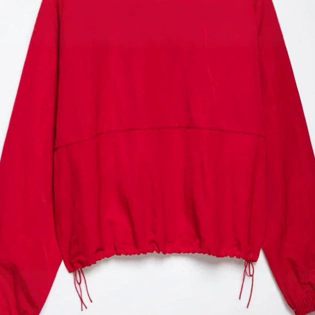 Damen leichte wattierte Oversize-Jacke mit hohem Stehkragen und Druckknopfleiste Nord Taschen