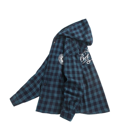 Unisex Kariertes Kapuzen-Overshirt aus Flanell mit Logostickerei und Oversize-Schnitt Nord Taschen