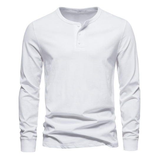 Herren Langärmliges Henley‑Shirt aus Baumwollmix mit dreifacher Knopfleiste und schmaler Silhouette Nord Taschen