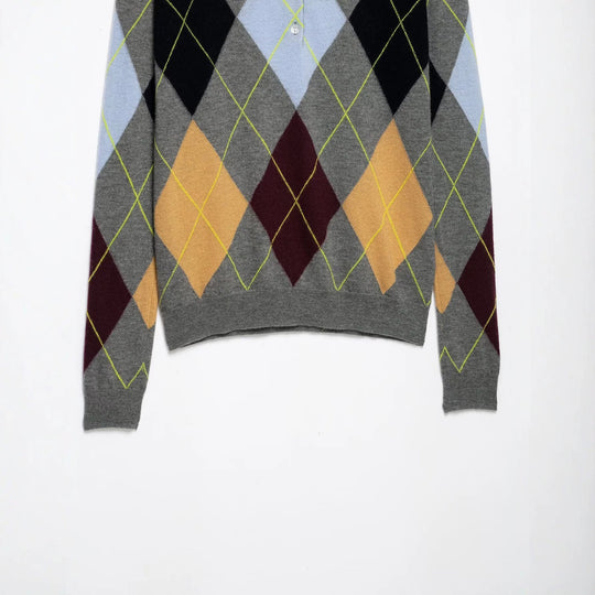 Damen Pullover mit Polokragen und Argyle‑Jacquardmuster Nord Taschen