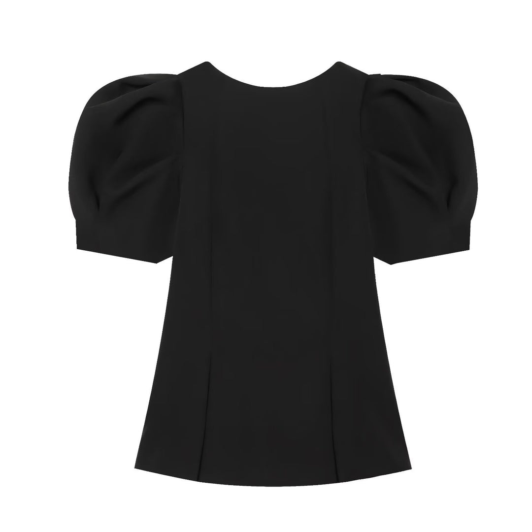 Damen Elegante A-Linien-Bluse mit formgebenden Teilungsnähten und Puffärmeln Nord Taschen