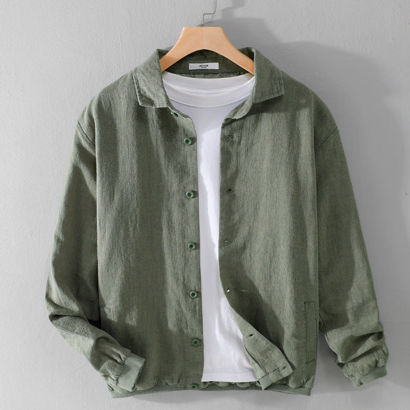 Herren Leichte Leinen-Hemdjacke mit Knopfleiste und Relaxed Fit Nord Taschen