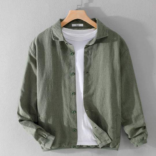 Herren Leichte Leinen-Hemdjacke mit Knopfleiste und Relaxed Fit Nord Taschen