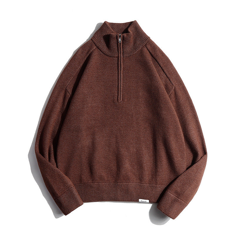 Herren Feinstrickpullover mit halbem Reißverschluss und Stehkragen Nord Taschen