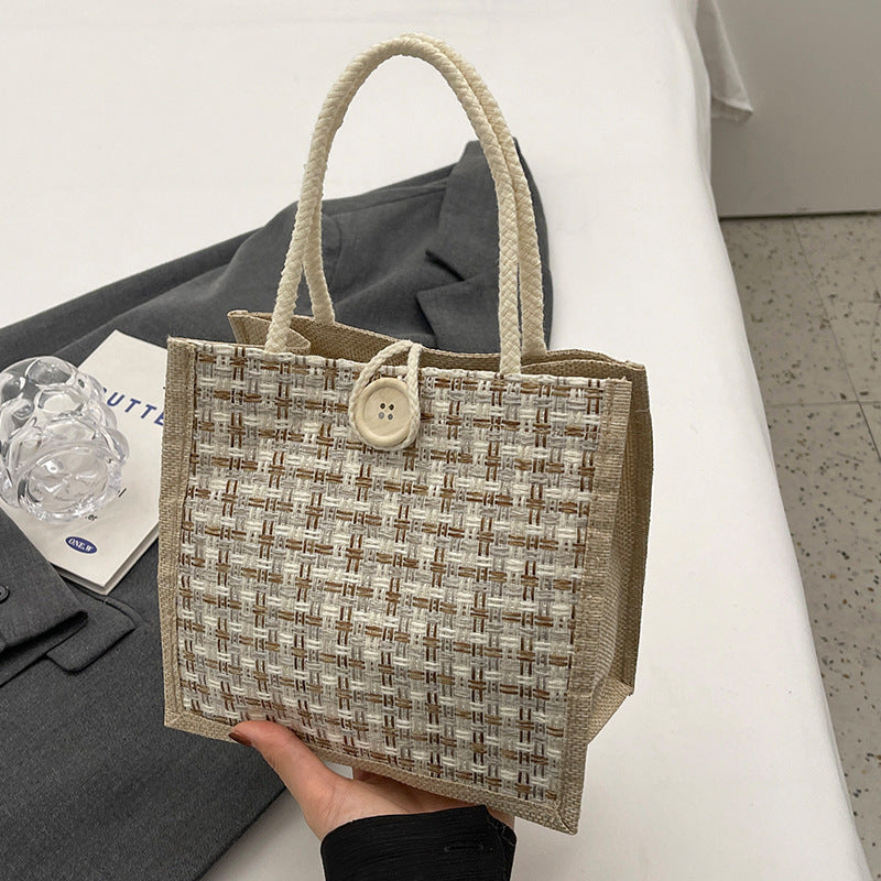 Damen Jute-Strandtasche mit kunstvollem Gewebemuster Nord Taschen