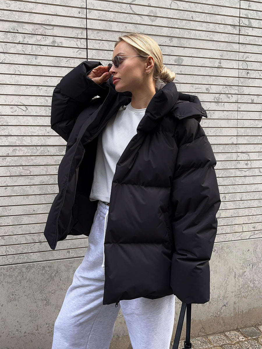 Damen Oversize Steppjacke mit Kapuze und wattierter Thermofüllung Nord Taschen