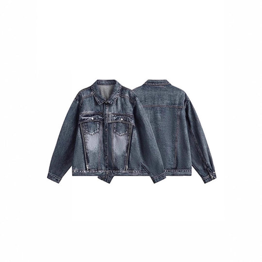Damen Coole Oversized Jeansjacke Nord Taschen