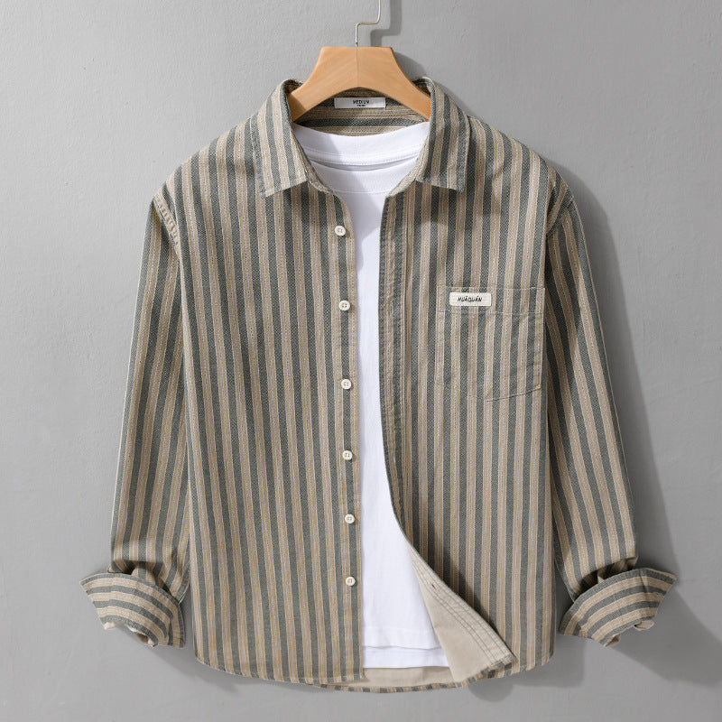 Herren Casual-Streifenhemd im Overshirt‑Stil mit Kentkragen Nord Taschen