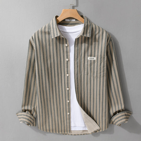 Herren Casual-Streifenhemd im Overshirt‑Stil mit Kentkragen Nord Taschen