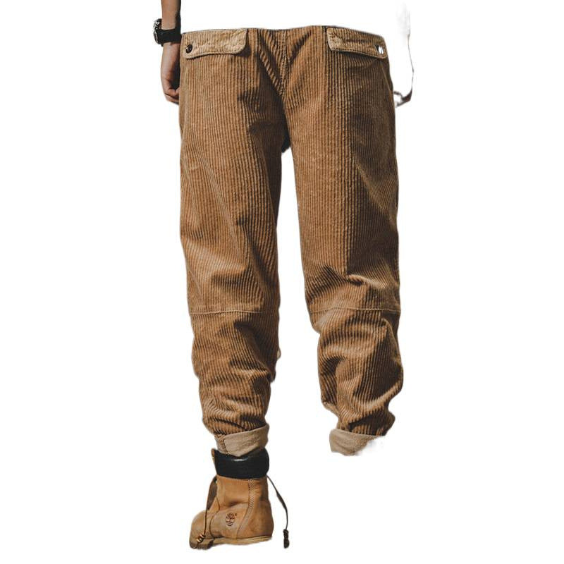 Herren Relaxed-Fit Feincord-Hose mit elastischem Bund, Kordstruktur und gekrempeltem Saum Nord Taschen