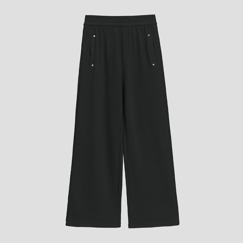 Damen Weite Satin-Loungehose mit elastischem Bund und Eingrifftaschen Nord Taschen