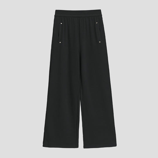 Damen Weite Satin-Loungehose mit elastischem Bund und Eingrifftaschen Nord Taschen